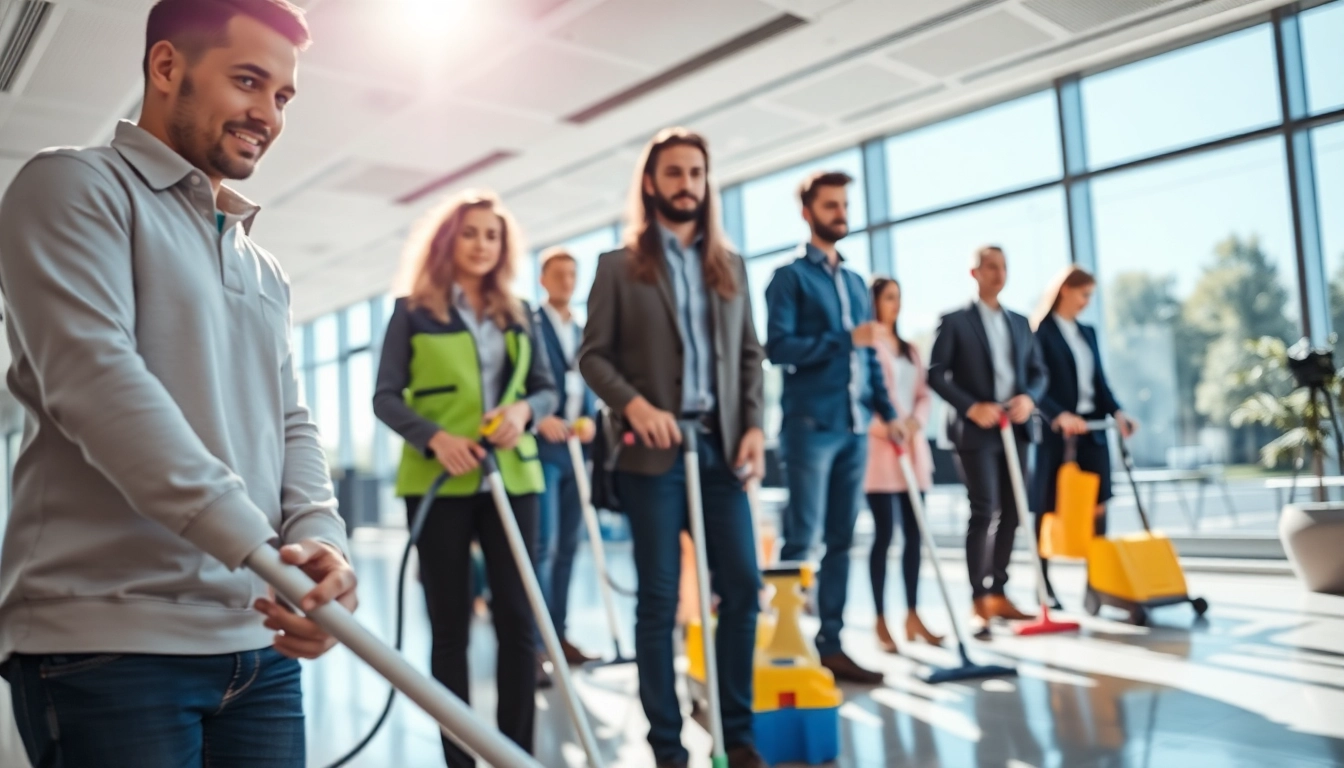 Effiziente Gebäudereinigung Ulm durch ein professionelles Team in einem modernen Büro.
