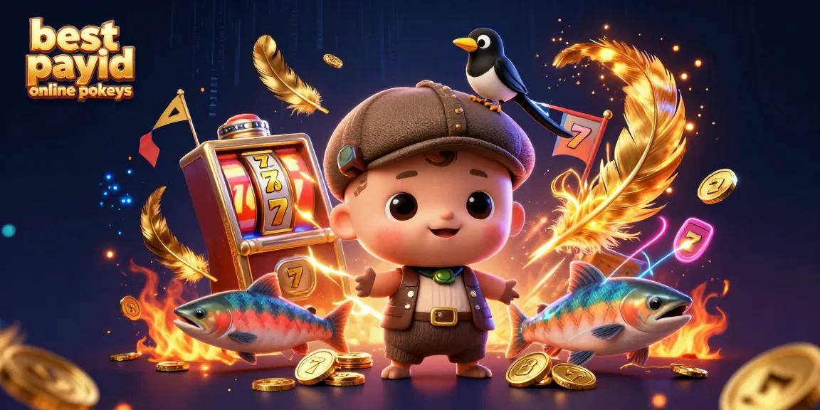 Exciting 3D illustration showcasing best payid online pokies with vibrant characters and casino elements.