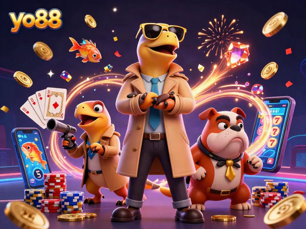 Engage with yo88's exciting fish shooting game featuring playful raptors stealing the spotlight.
