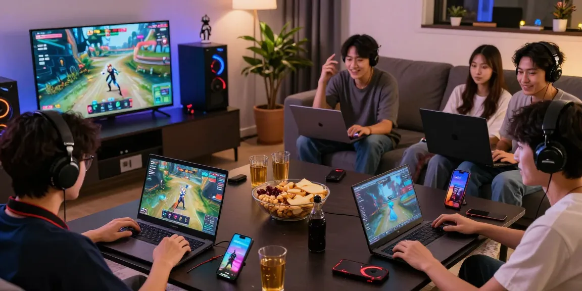 Engaged gamers exploring https://gemwin.pics/ in a lively social setting, showcasing exciting gameplay.