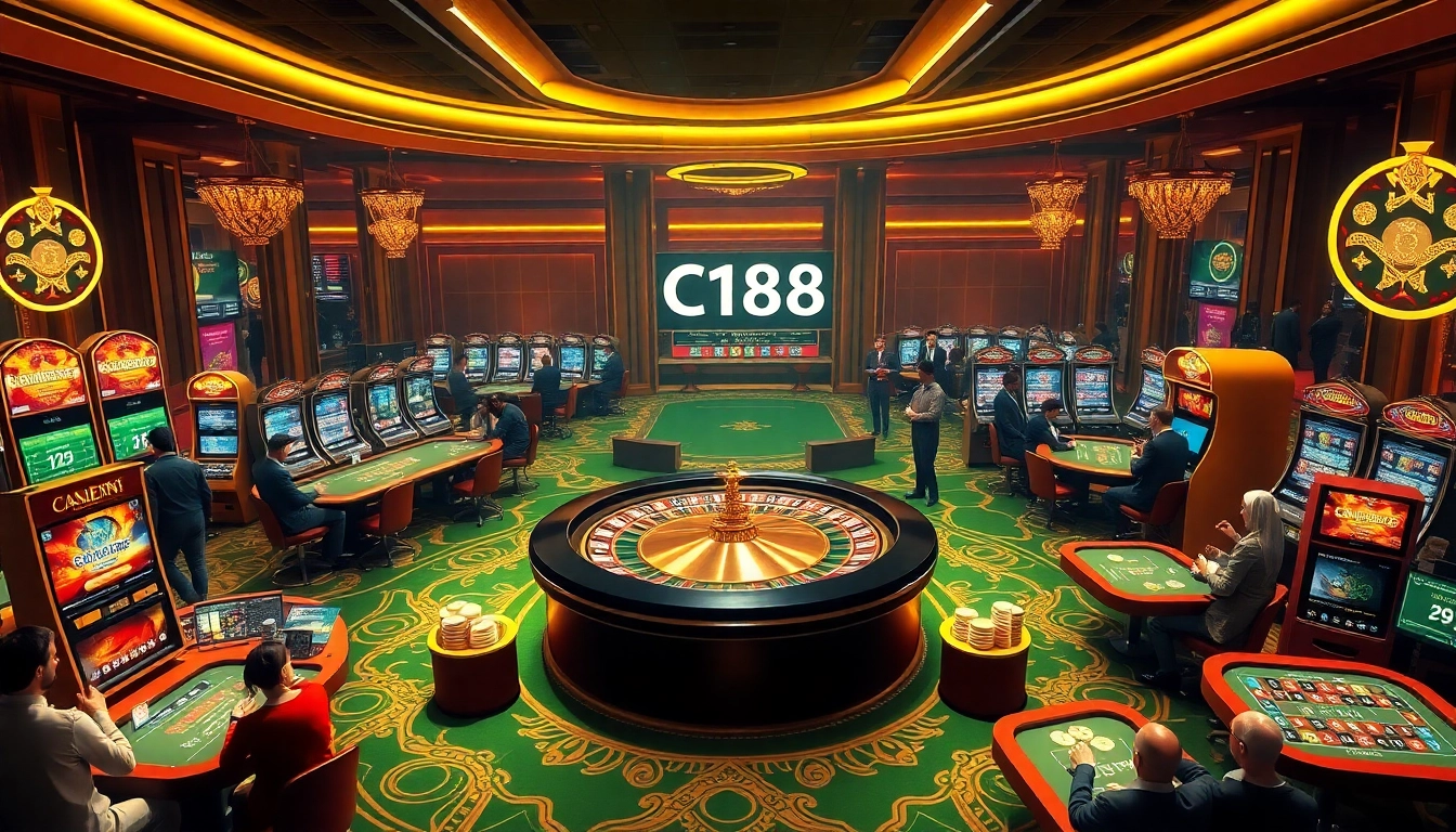 C168 casino players enjoying vibrant games at a luxurious gambling environment.