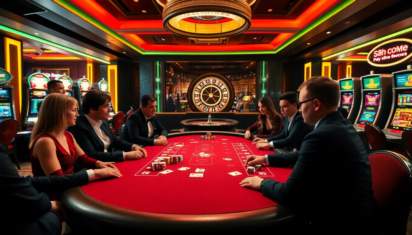Experience thrilling gameplay at S8.com with vibrant casino elements like poker chips and a roulette wheel.