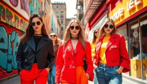 Lebendige Mode & Lifestyle Onlineshops präsentiert in einer urbanen Kulisse mit modernen Stilen und Streetart.
