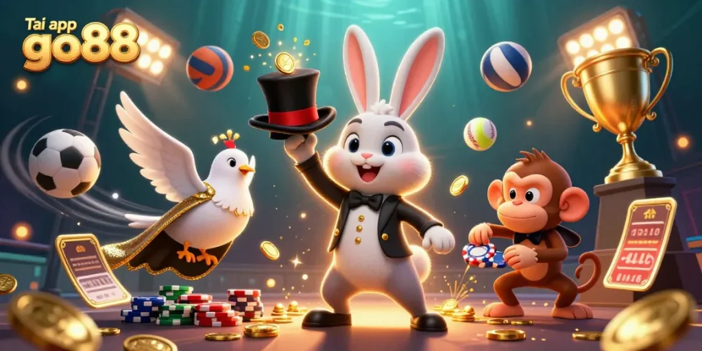 Tải app go88 for a more engaging gaming experience, as depicted in a vibrant gambling scene.
